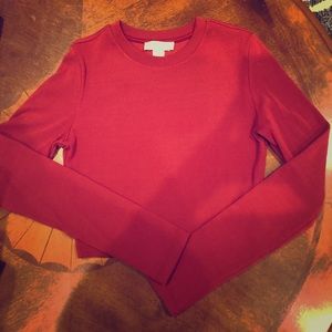 Burgandy Long Sleeve Crop Top